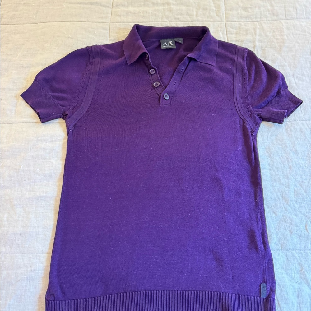 Purple Men's Knit Polo Shirt
